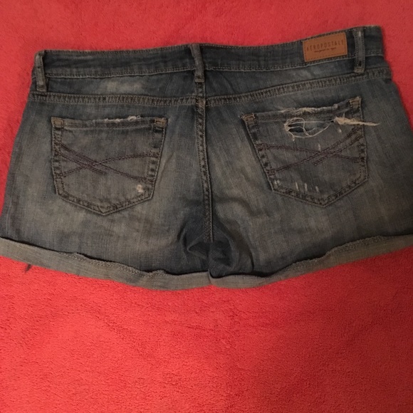 Aeropostale Denim Midi Shorts Distressed Denim - Picture 5 of 5